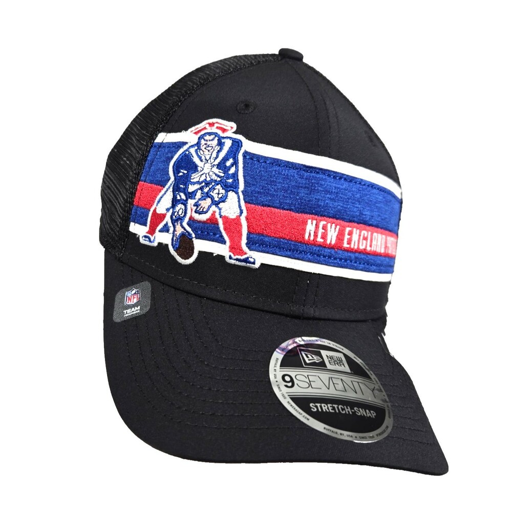 New Era 9seventy New England Patriots Retro Patch Black Snapback Trucker Hat New